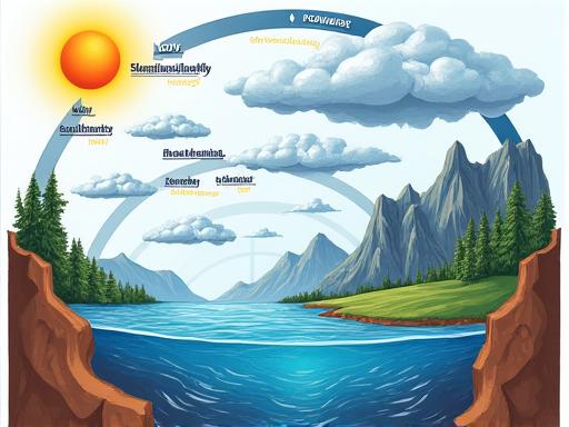 Gambar rajah kitaran air dengan fotografi sebenar.